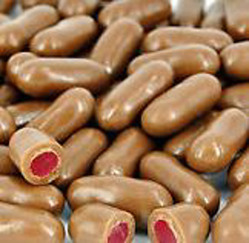 Picture of Milk Chocolate Raspberry bullets in 6.5kg carton